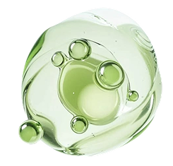 A translucent light green glass object with a bubble-like organic shape and raised bubble details, shown on a plain white background.
