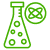 Green icon of a beaker with a question mark on a white background