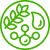 Green icon with a leaf and berries