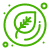 Circular green icon with a leaf symbol