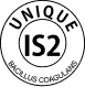 A circular white sticker with a black border and the text 'UNIQUE IS2 RECEIVED CHECK' printed in black, shown on a plain white background.